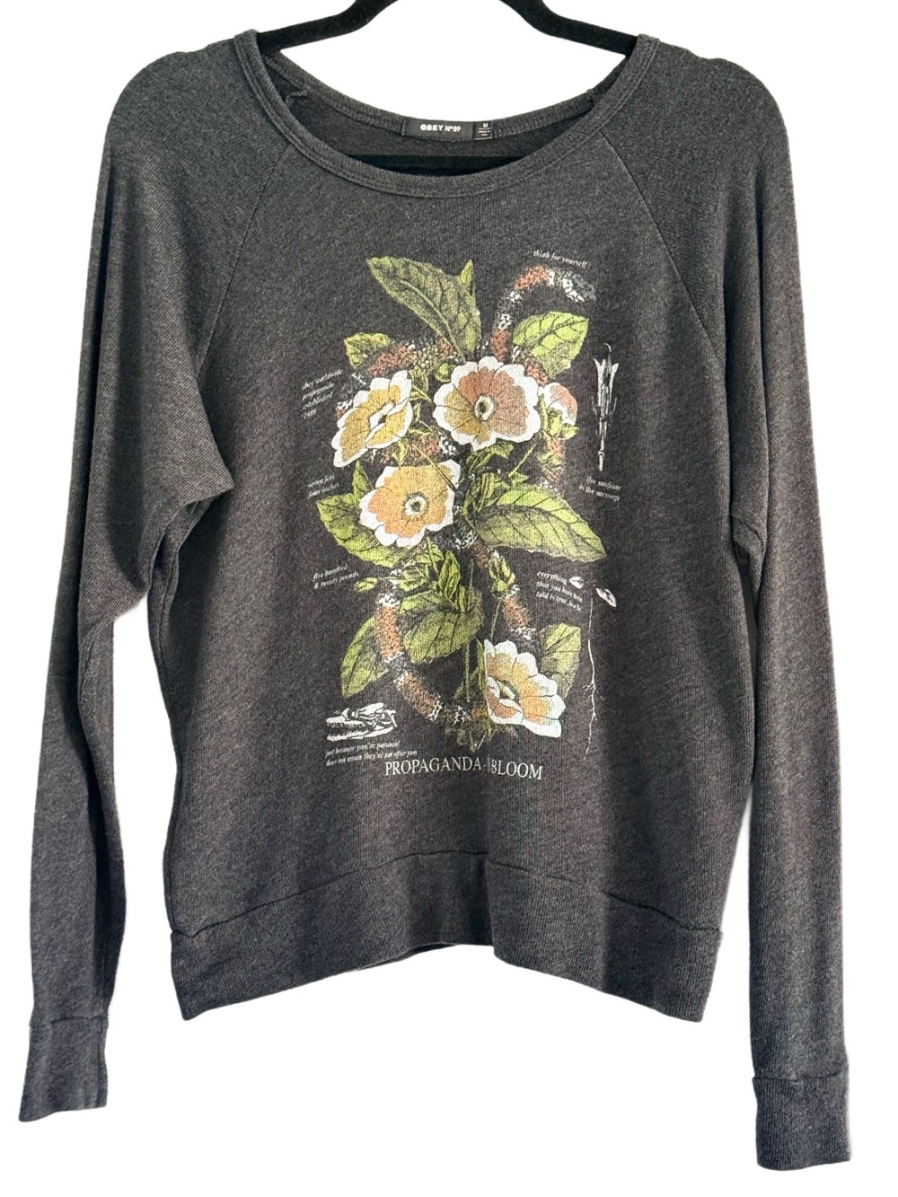 Obey Charcoal Floral Graphic Crewneck Sweatshirt
